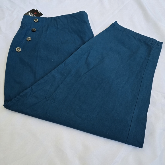 House Of Aama Pull-on Cotton Pants Turquoise Women's Plus Sizes 1X and 3X - Picture 2 of 13